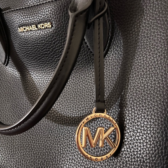 Michael Kors Handbags - Michael Kors Textured Black Shoulder Bag with Gold Accents